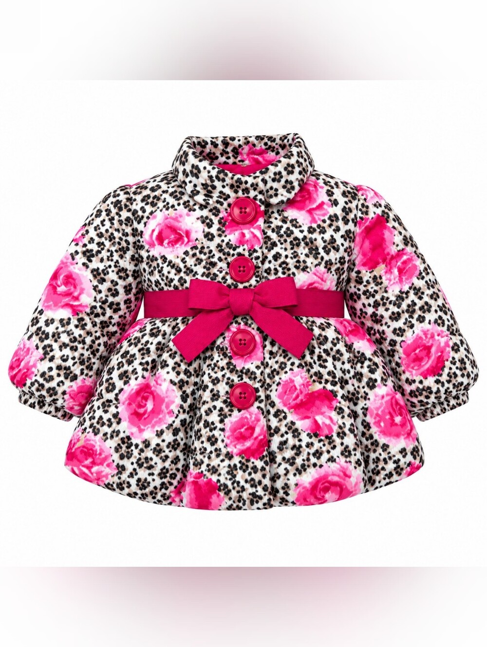 Penelope Mack Floral Leopard Peacoat Jacket Girls 18M